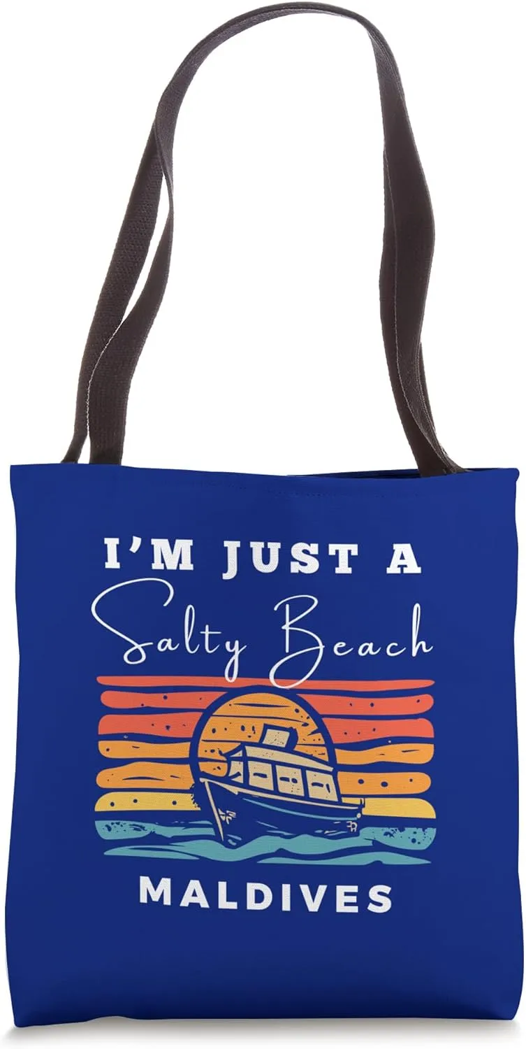 Salty Beach Maldives Travel Souvenir Maldives Tote Bag
