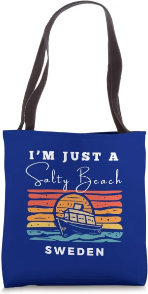 Salty Beach Sweden Travel Souvenir Sweden Tote Bag