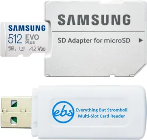 Samsung 512GB EVO Plus MicroSD Memory Card Compatible with Samsung Galaxy A15 5G, A25 5G, A35 5G, A55 5G Model Phone (MB-MC512SA) Bundle with 1 Everything But Stromboli MicroSDXC Card Reader