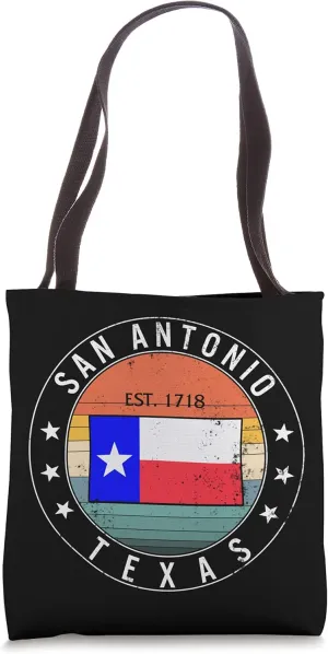San Antonio Texas Flag 1718 Tourist Travel Souvenir Vacation Tote Bag