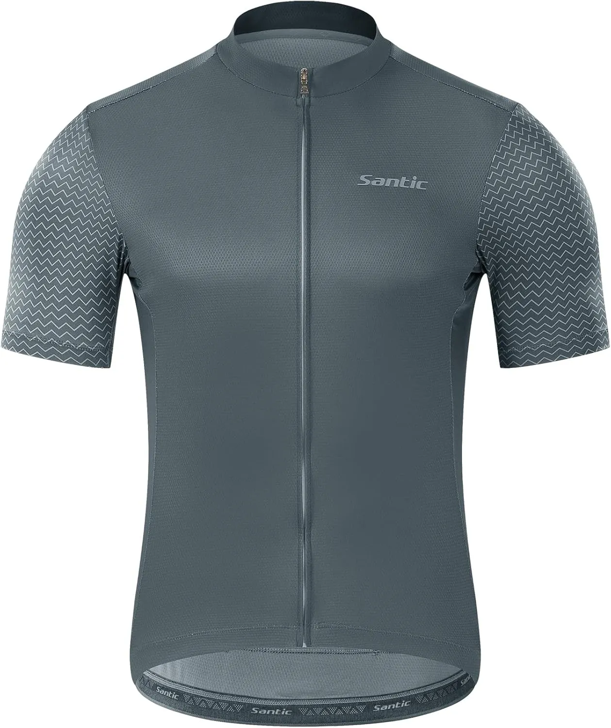 Santic Men's Cycling Jersey Short Sleeve Tops Pro Road Bike Shirt Full Zipper UPF 50  MTB Jersey with Pockets