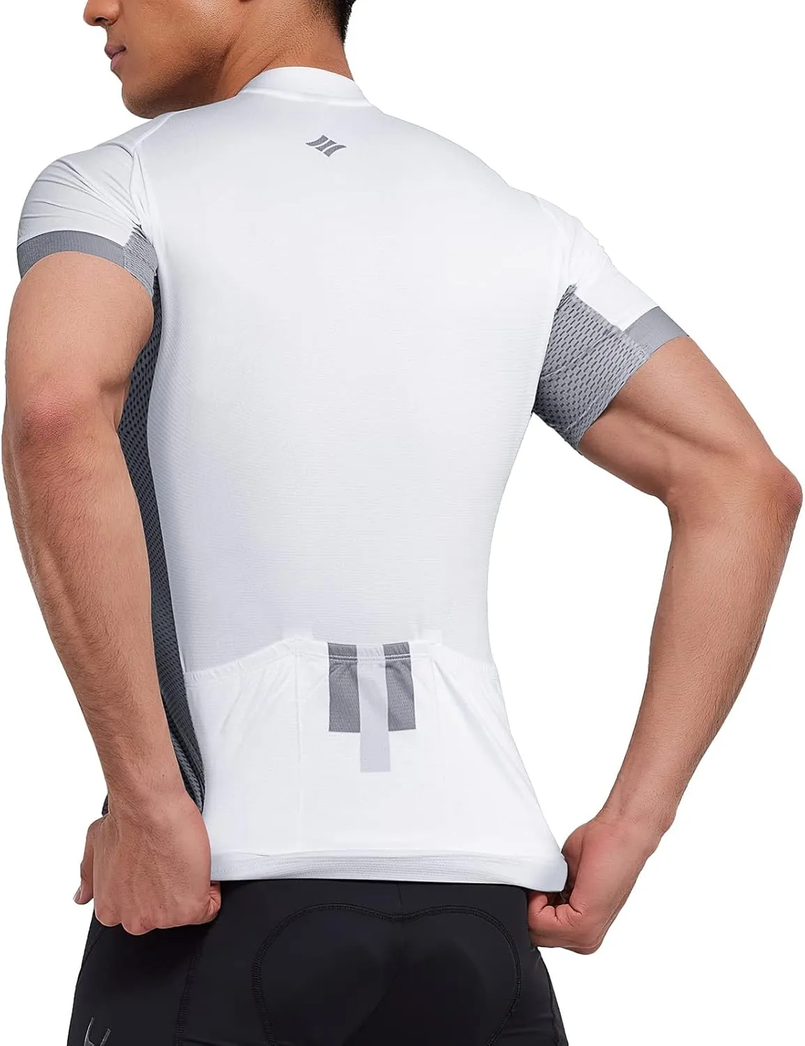 Santic Men's Cycling Jersey Shorts Sleeve Tops Pro Road Bike Bicycle Shirt Full Zip UPF 50  MTB Jersey with Pockets