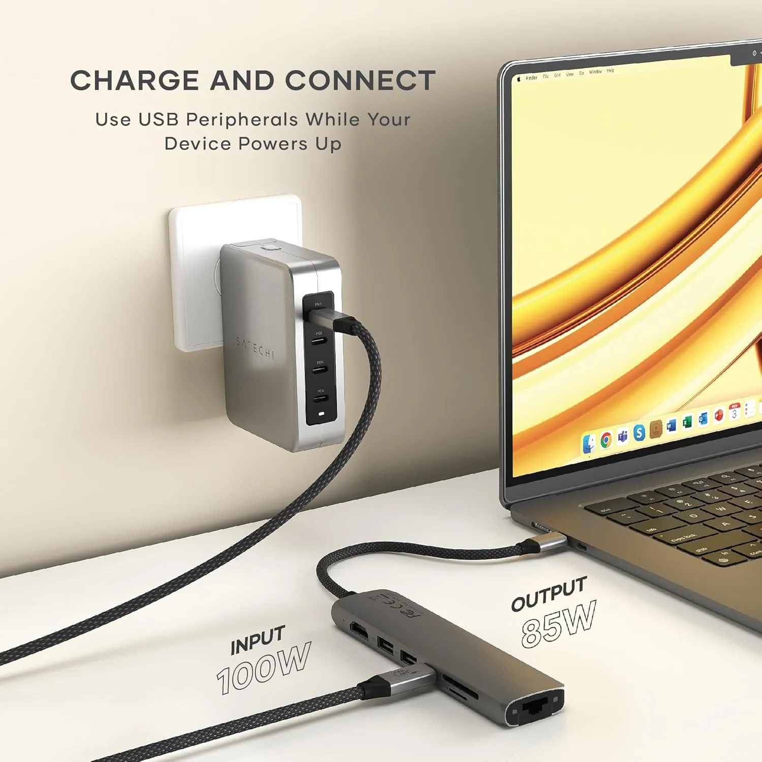 Satechi 7 in 1 USB C Hub Multiport Adapter with 4K HDMI, 100W PD Charging, 2X USB-A Data Ports, Micro/SD Card Readers for MacBook, Windows - Space Gray