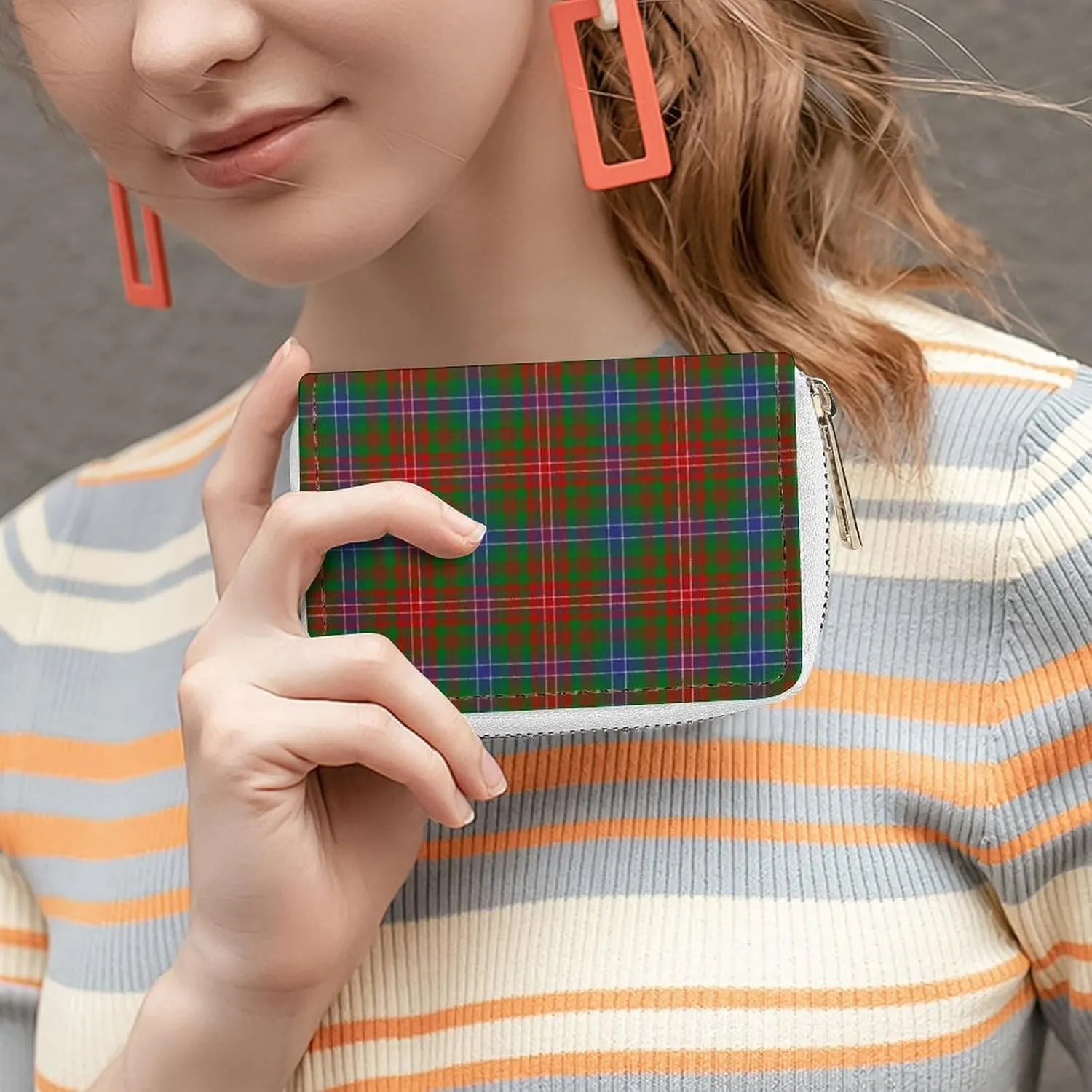 Scottish Clan Wilson Tartan Plaid Large Capacity Leather Card Bag, Portable, Exquisite And Compact Card Bag