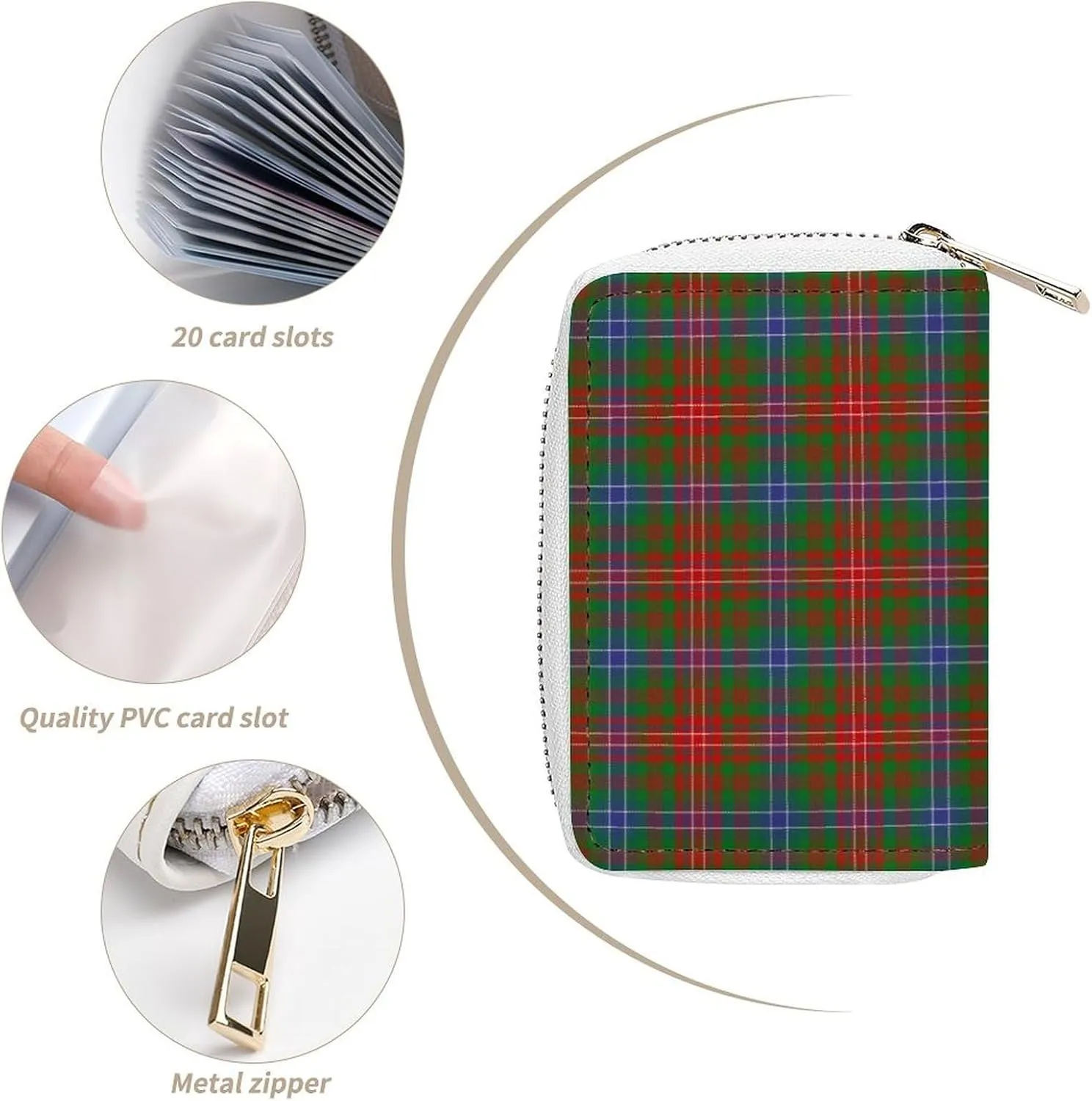 Scottish Clan Wilson Tartan Plaid Large Capacity Leather Card Bag, Portable, Exquisite And Compact Card Bag