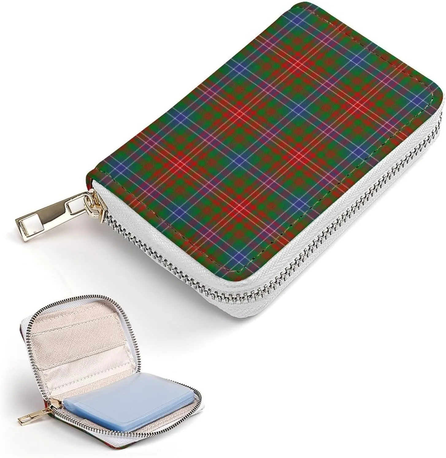 Scottish Clan Wilson Tartan Plaid Large Capacity Leather Card Bag, Portable, Exquisite And Compact Card Bag