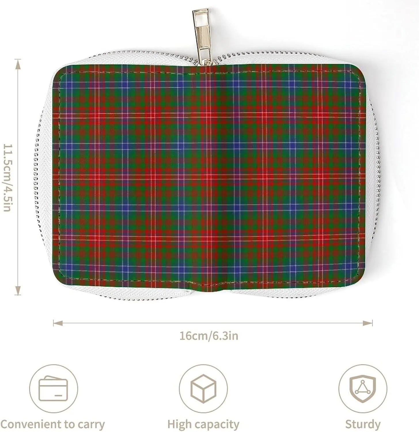 Scottish Clan Wilson Tartan Plaid Large Capacity Leather Card Bag, Portable, Exquisite And Compact Card Bag