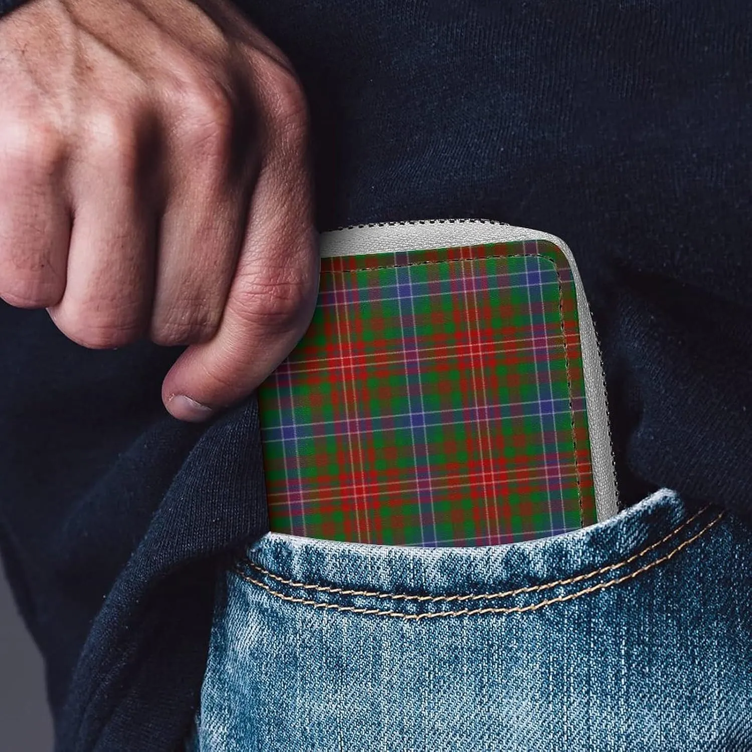 Scottish Clan Wilson Tartan Plaid Large Capacity Leather Card Bag, Portable, Exquisite And Compact Card Bag