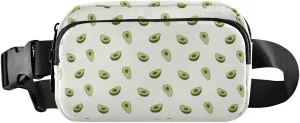 Seamless Green Avocado with Brown Seed Background Adjustable Belt Running Bag, Crossbody Fanny Pack Waist Runners Bag Tote for Women Men Sports Hiking Fitness Exercise Gym Pouch