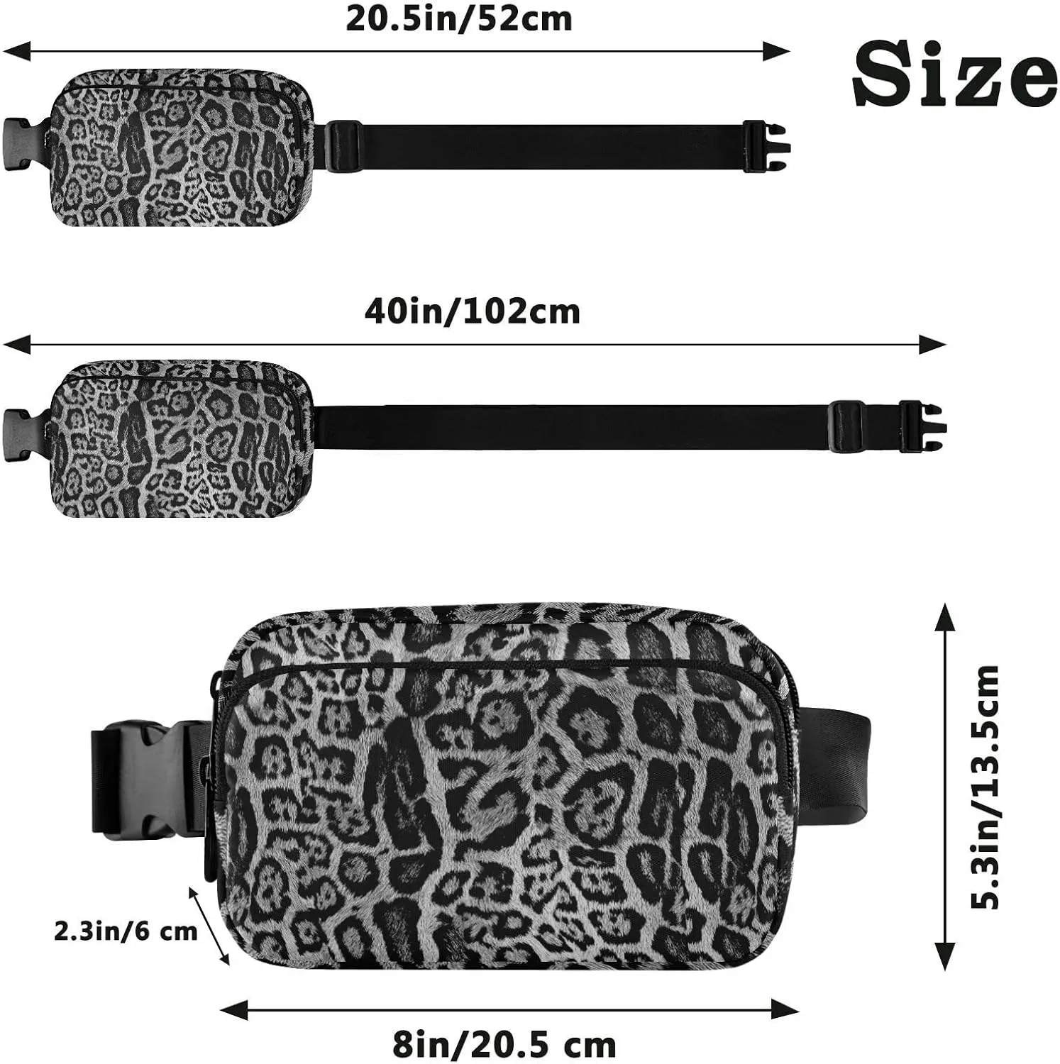 seamless Leopard Skin Giraffe Skin Animal Texture Adjustable Belt Running Bag, Crossbody Fanny Pack Waist Runners Bag Tote for Women Men Sports Hiking Fitness Exercise Gym Pouch