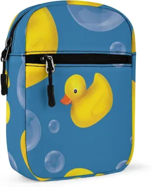 Seamless Yellow Rubber Ducks Soap Bubbles on Blue Adjustable Fanny Waist Pack Pouch, Waterproof Crossbody Runners Bag Wallet for Gym Hiking Fitness Women Men 6.1 x 2.2 x 7.9 inch