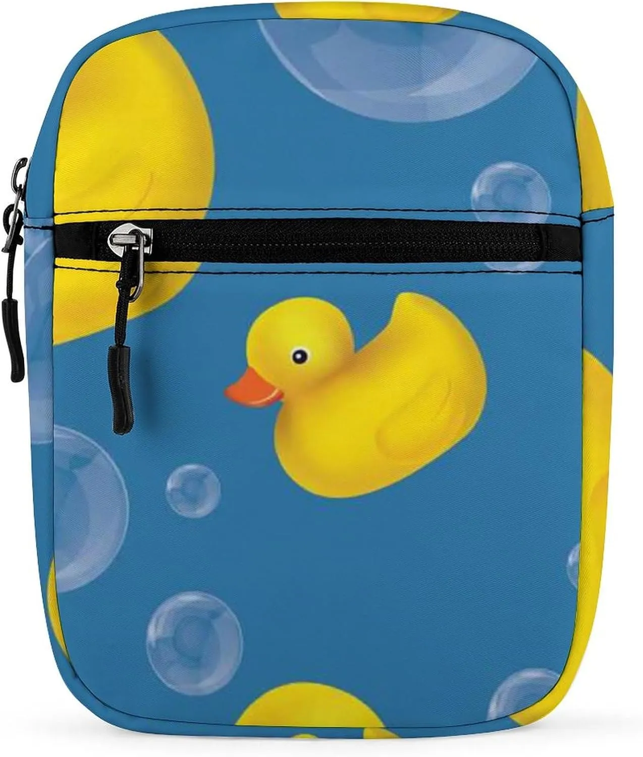 Seamless Yellow Rubber Ducks Soap Bubbles on Blue Adjustable Fanny Waist Pack Pouch, Waterproof Crossbody Runners Bag Wallet for Gym Hiking Fitness Women Men 6.1 x 2.2 x 7.9 inch