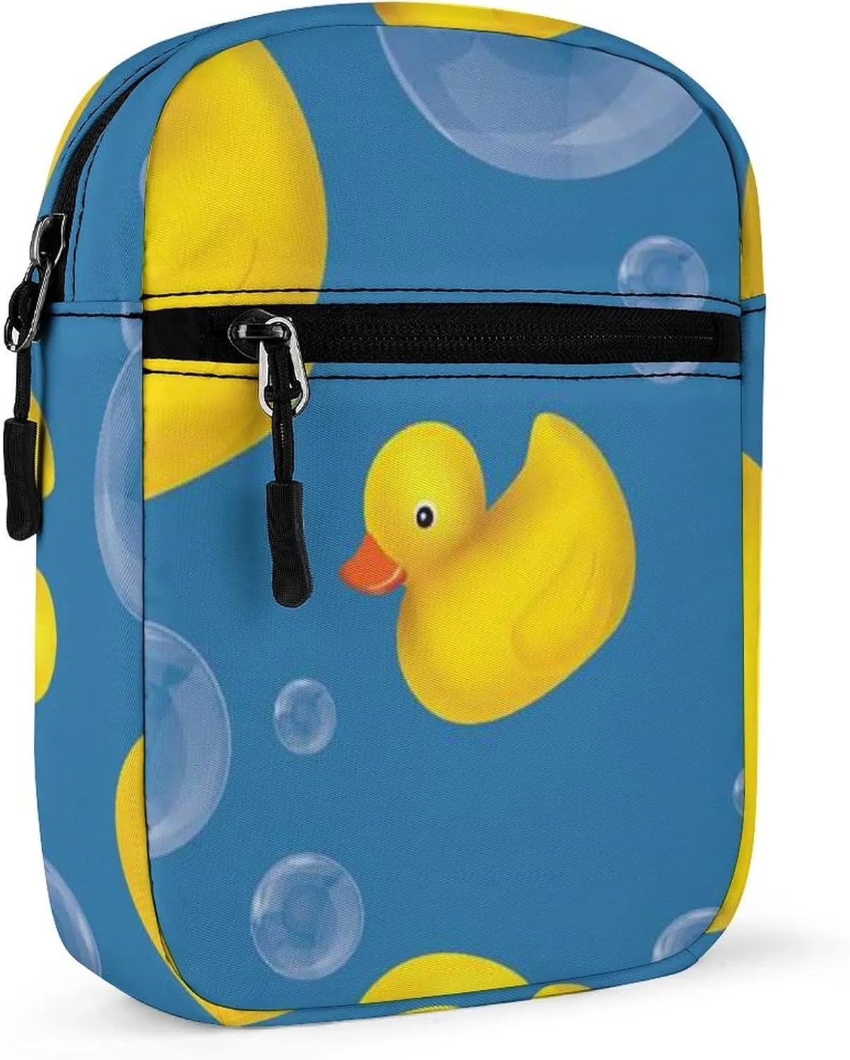 Seamless Yellow Rubber Ducks Soap Bubbles on Blue Adjustable Fanny Waist Pack Pouch, Waterproof Crossbody Runners Bag Wallet for Gym Hiking Fitness Women Men 6.1 x 2.2 x 7.9 inch