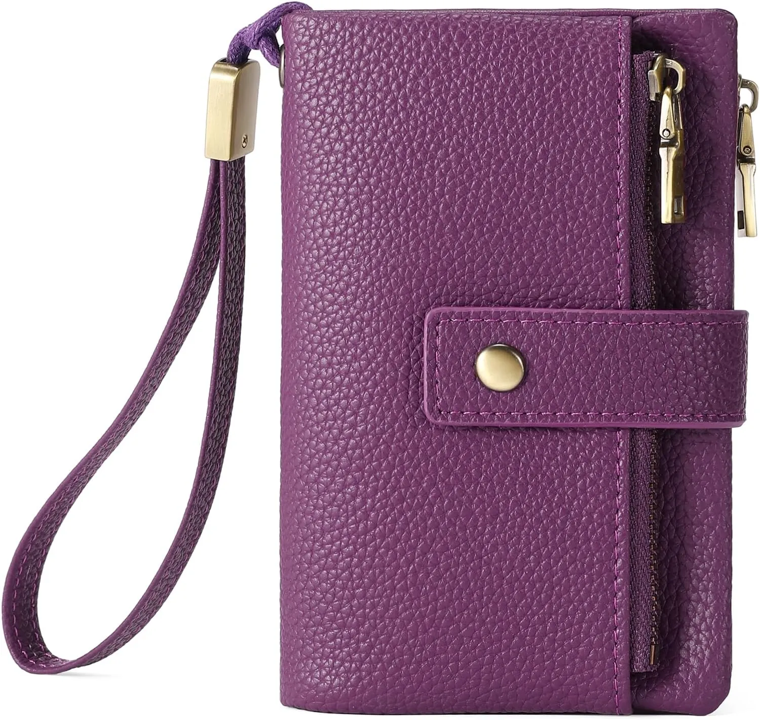 SENDEFN Small Wallet for Women Leather RFID Blocking Wristlet Wallet Credit Card Holder with Double Zipper Coin Purse Ladies Bifold Purse