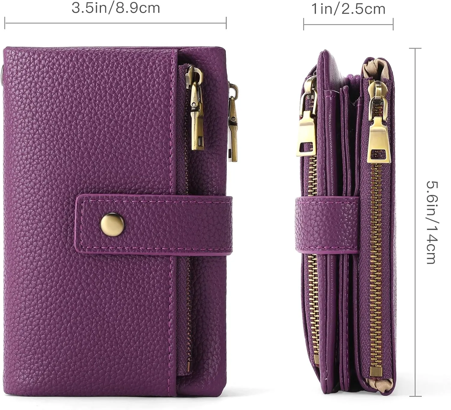 SENDEFN Small Wallet for Women Leather RFID Blocking Wristlet Wallet Credit Card Holder with Double Zipper Coin Purse Ladies Bifold Purse