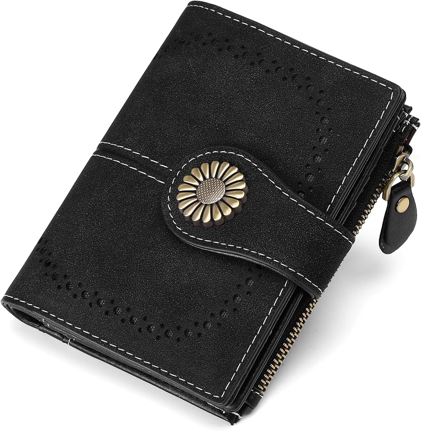 SENDEFN Small Wallets for Woman RFID Blocking Leather Bifold Credit Card Holder Purse with ID Window