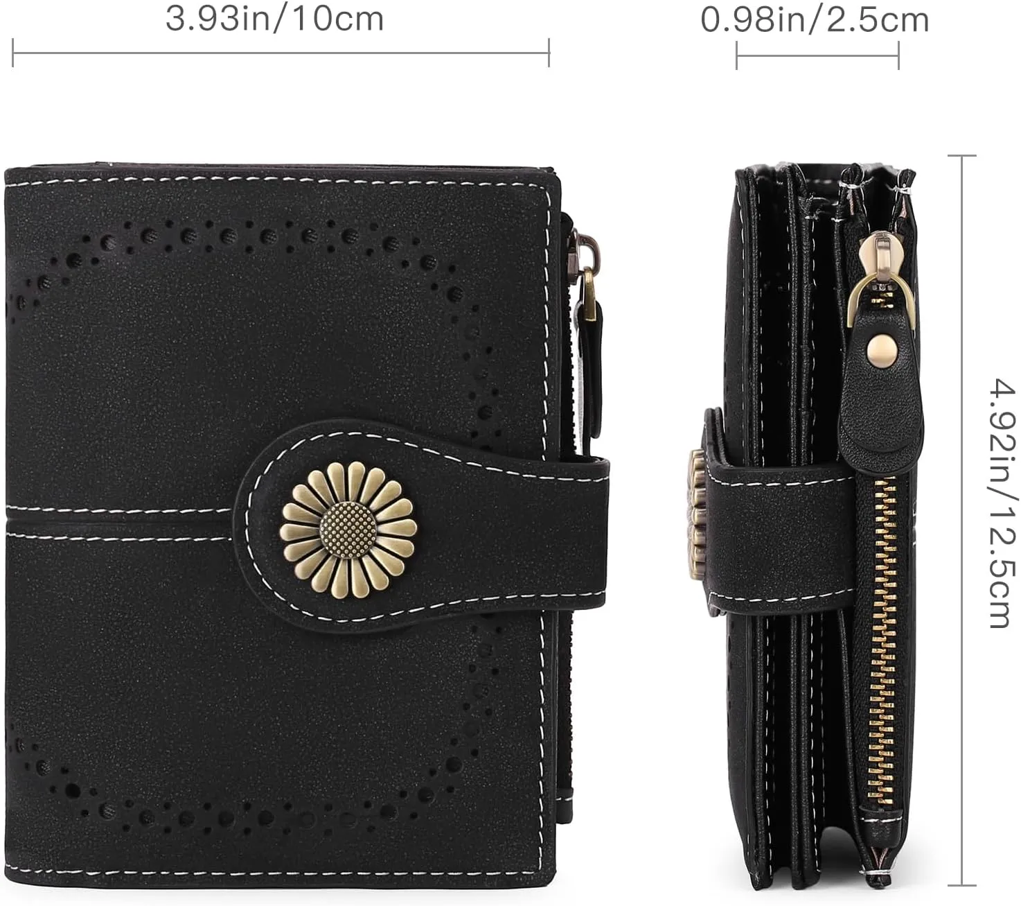 SENDEFN Small Wallets for Woman RFID Blocking Leather Bifold Credit Card Holder Purse with ID Window