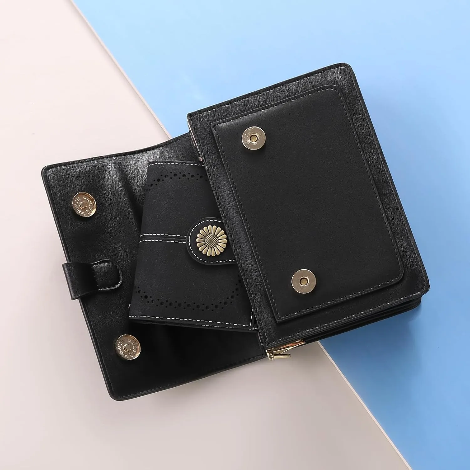 SENDEFN Small Wallets for Woman RFID Blocking Leather Bifold Credit Card Holder Purse with ID Window