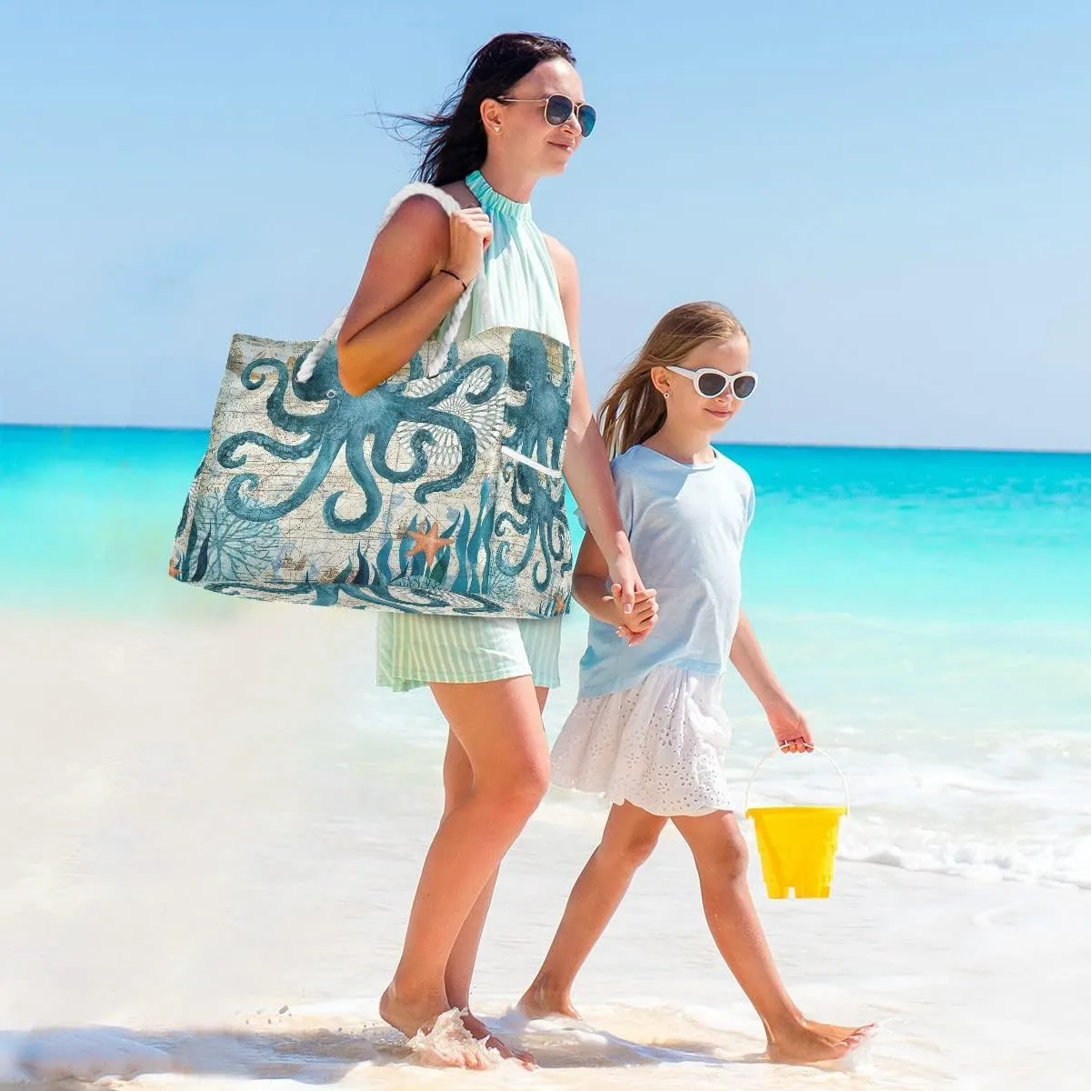 senya Large Beach Shoulder Bags Canvas Tote Water Resistant for Gym Travel Daily