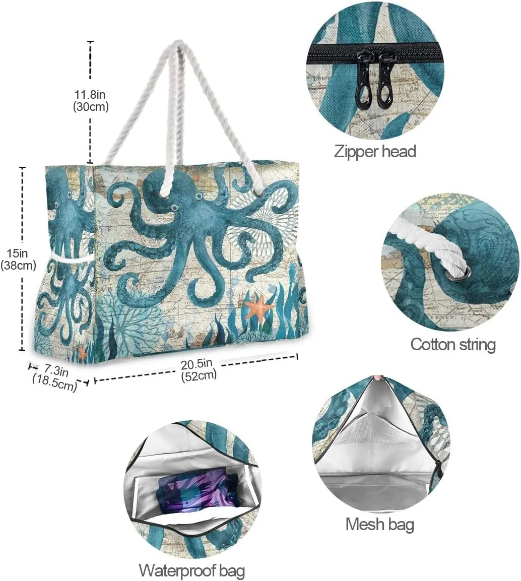 senya Large Beach Shoulder Bags Canvas Tote Water Resistant for Gym Travel Daily