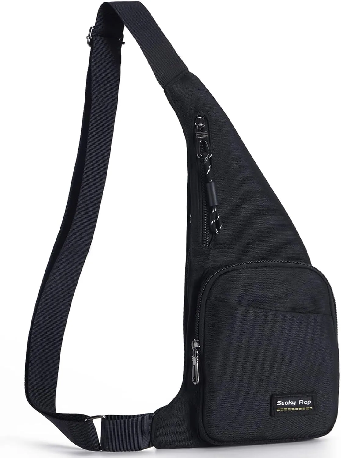 Seoky Rop Sling Bag for Men Women Slim Personal Purse Pocket Small Anti-Thief Crossbody Chest Bag for Travel Hiking Black