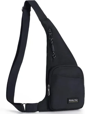 Seoky Rop Sling Bag for Men Women Slim Personal Purse Pocket Small Anti-Thief Crossbody Chest Bag for Travel Hiking Black
