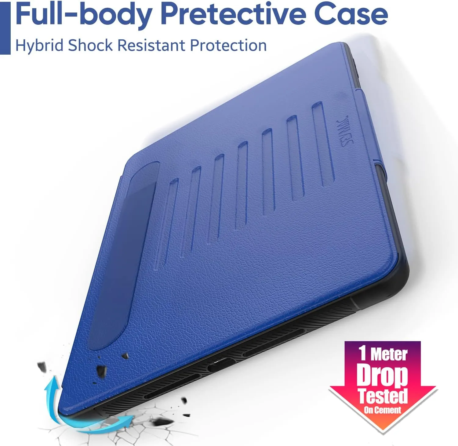 SEYMAC stock Case for iPad 9th/8th/7th Generation 10.2'', Strong Magnetic Auto Sleep Shockproof Case with Absorbing Multi-Angles Stand, Pen Holder, Card Slot (Blue)