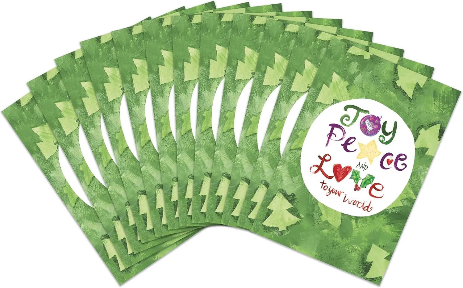 SHADE TREE GREETINGS Christmas Boxed Greeting Card Multi-Pack Set (4x6) by Art from the Heart | 12 Cards   14 Envelopes (Joy Peace and Love)