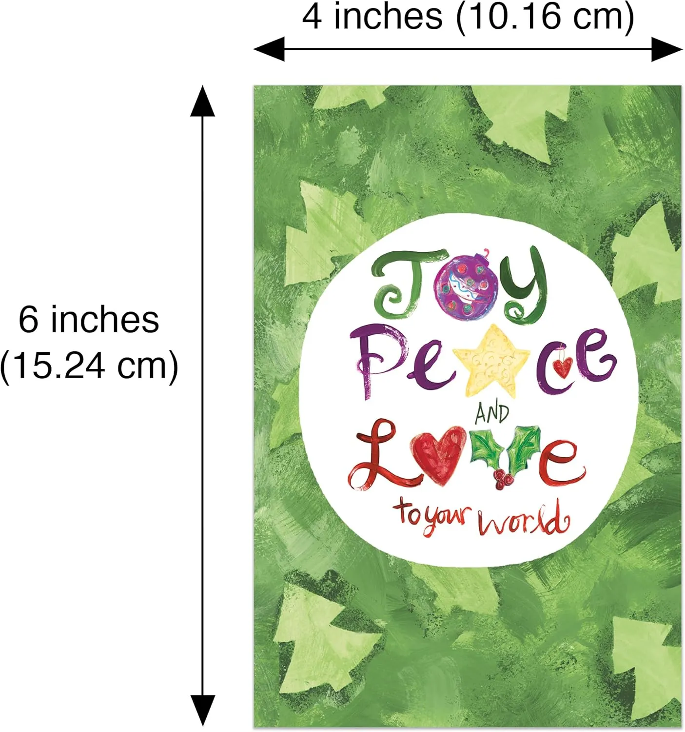 SHADE TREE GREETINGS Christmas Boxed Greeting Card Multi-Pack Set (4x6) by Art from the Heart | 12 Cards   14 Envelopes (Joy Peace and Love)