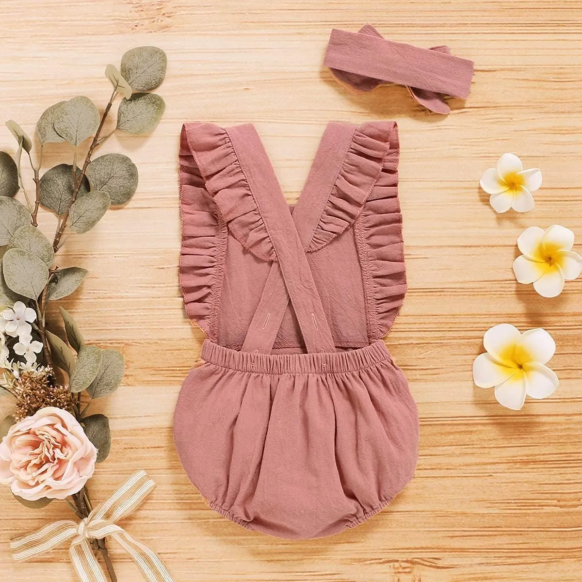 Shalofer Baby Girl First Birthday Outfit 1st Birthday Bodysuit with Headband
