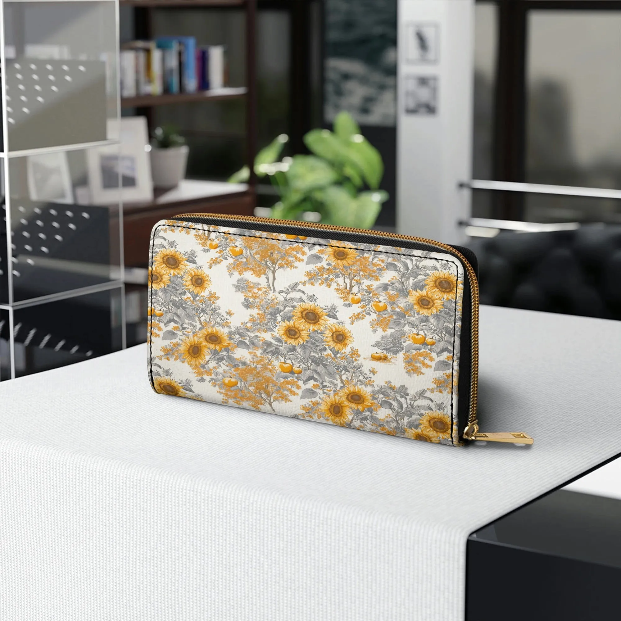 Shineful Leather Clutch Purse With Wristlet Strap Handle Georgia Sunshine Sunflower