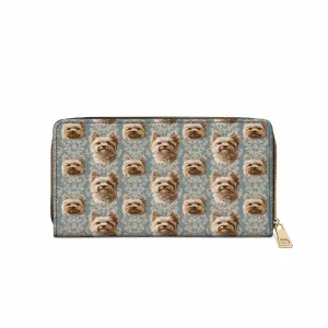 Shineful Leather Clutch Purse With Wristlet Strap Handle Yorkie Regal Delight