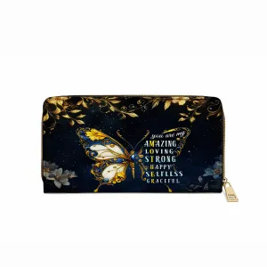 Shineful Leather Clutch Purse With Wristlet Strap Handle You Are My Mother