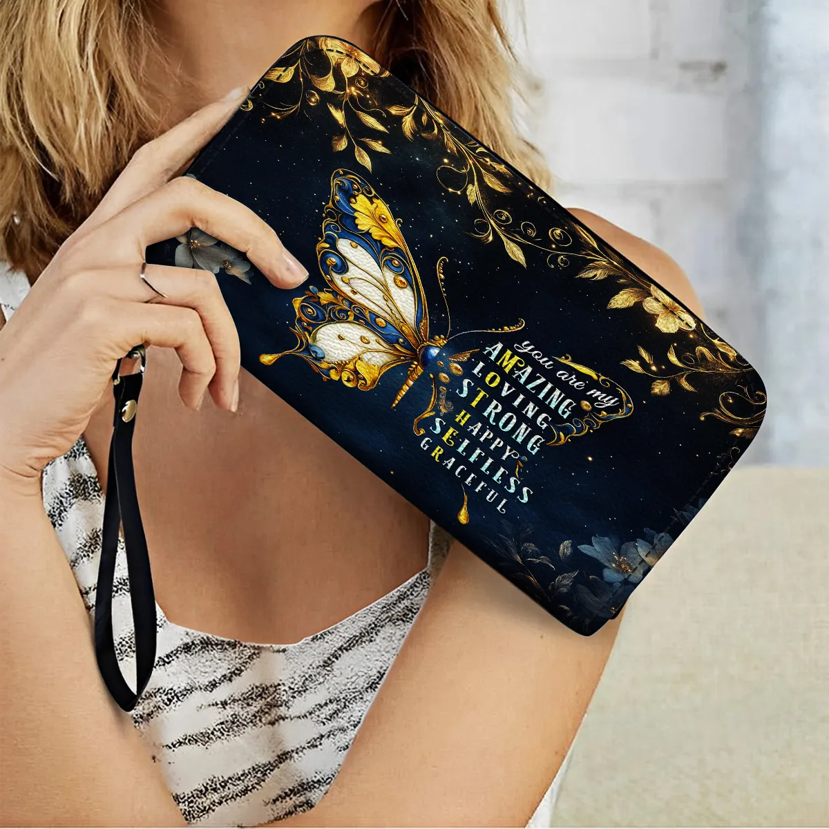Shineful Leather Clutch Purse With Wristlet Strap Handle You Are My Mother