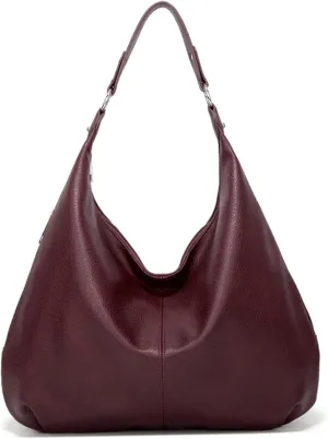 Shoulder Bag PU Leather Wine Red Shoulder Bag with Zipper Closure Shoulder Purse Fashion Lightweight Wine Red Purse Shoulder Bag for Womens Work, Travel, Daily Use Red Purse