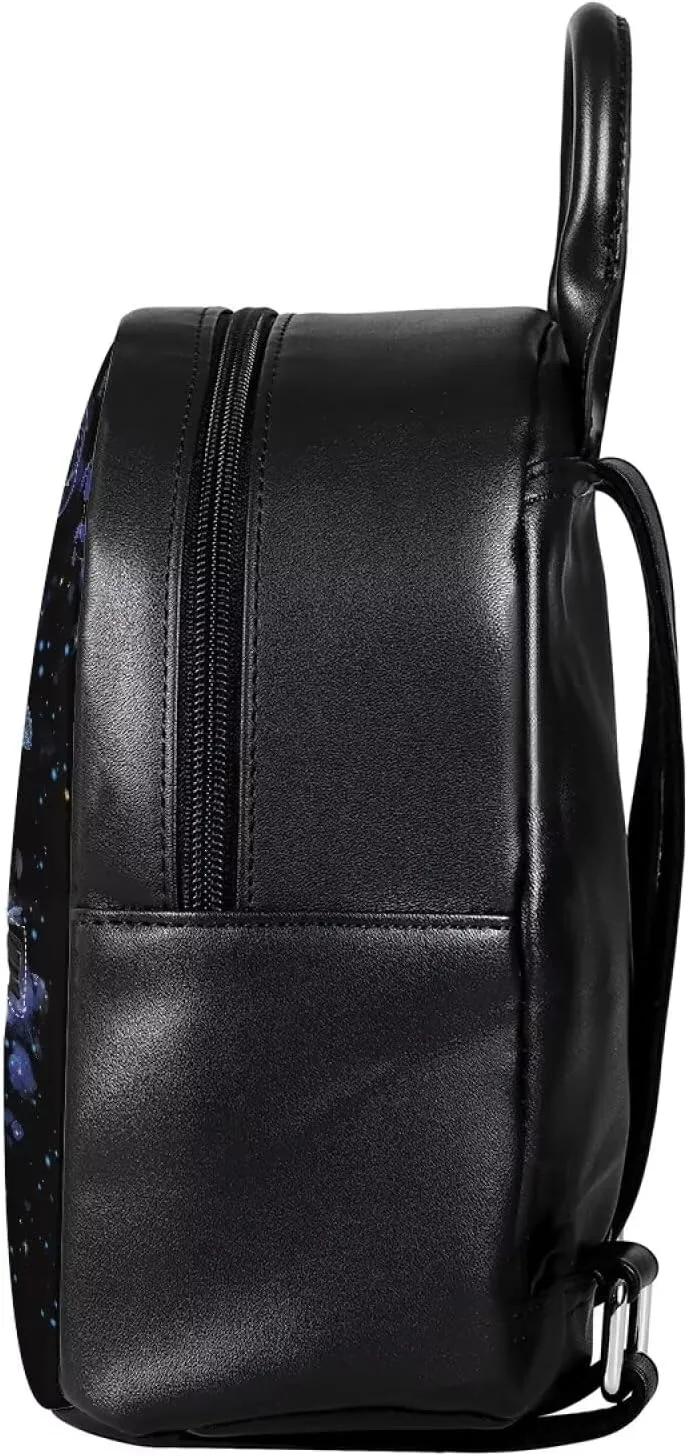 Showudesigns Dragonfly Flower Backpack for Women Teens Girls Mini Backpack Purse Leather Shoulder Bag Small Backbag College School Bags Daypack Travel Accessories Black