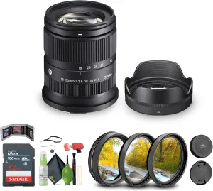 Sigma 18-50mm f/2.8 DC DN Contemporary Lens for Leica L   4.5 inch Lens Case   32GB Memory Card   USB Card Reader, SD/microSD   More