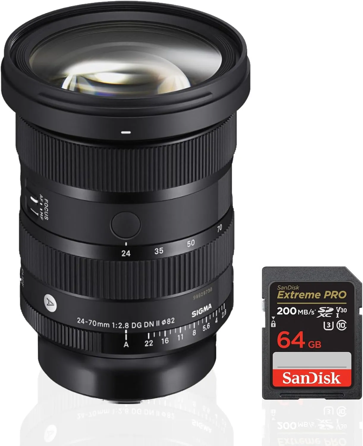Sigma 24-70MM F2.8 DG DN II Art Lens, L Mount Bundle with SanDisk 64GB Extreme Pro SDXC UHS-I Memory Card (2 Items)