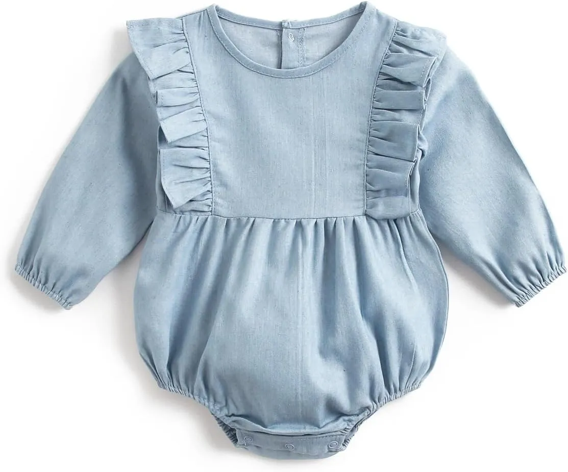 Simplee kids Baby Girl's Romper Jumpsuit Long Sleeves Onesie Bodysuits One Piece Outfits Clothesr for Spring Fall