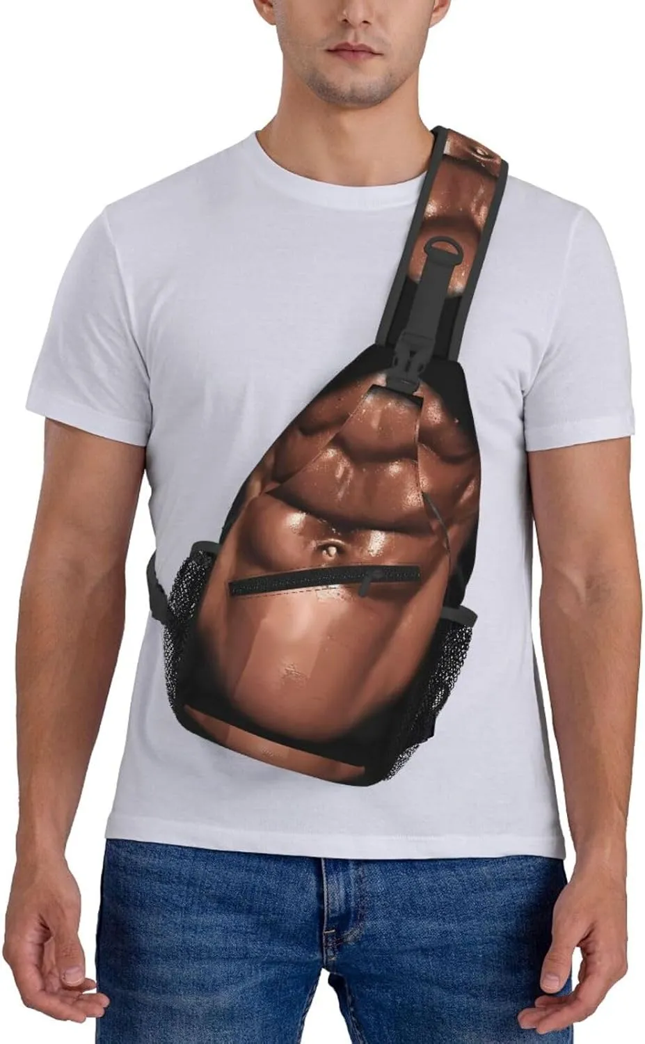 Six Abdominal Muscles Abdominal Muscles Crossbody Bag Cross Chest Bag Adjustable Sling Backpack Sports Gym Shoulder Bags Travel Cycling Daypack Diagonally Casual Rucksack