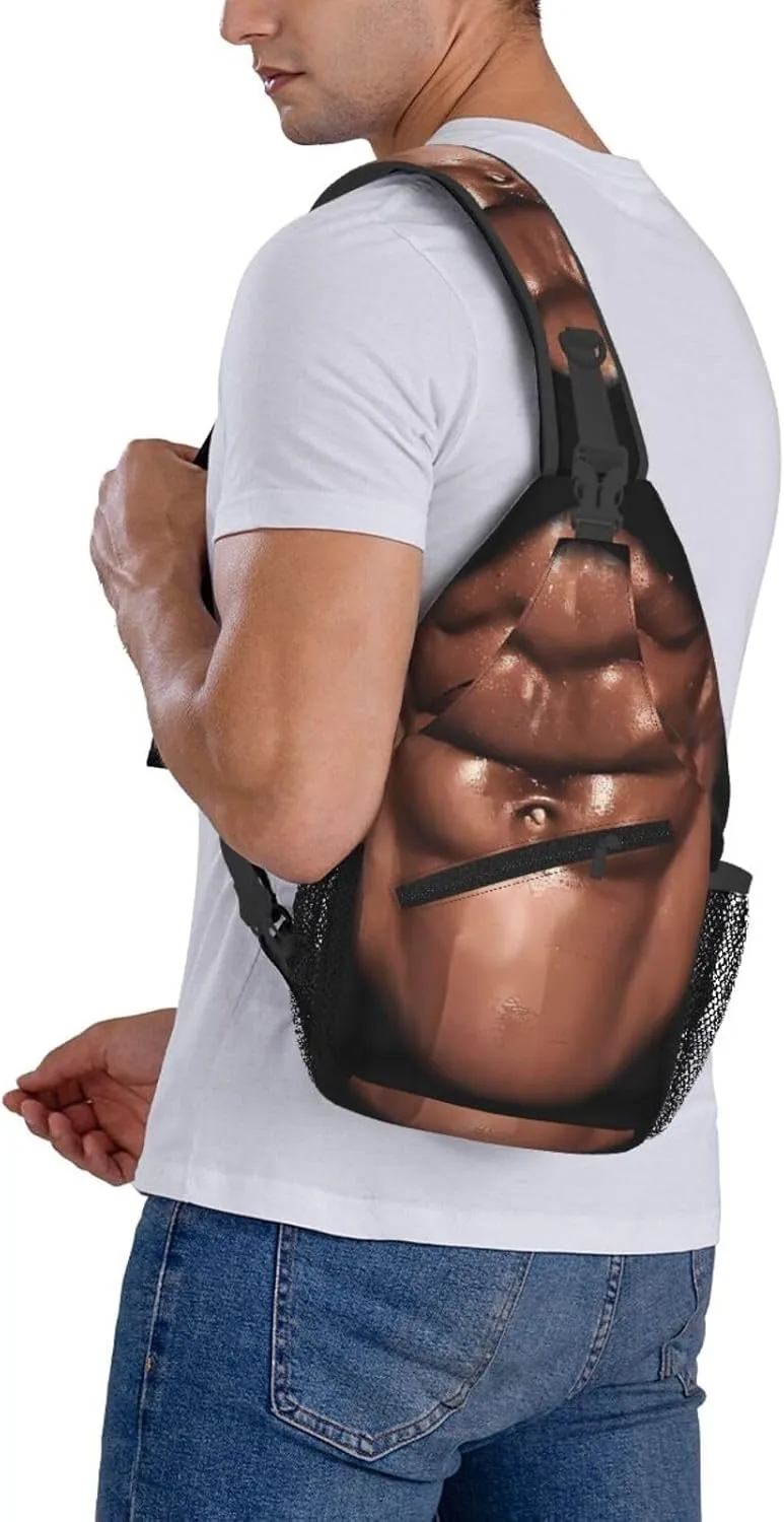 Six Abdominal Muscles Abdominal Muscles Crossbody Bag Cross Chest Bag Adjustable Sling Backpack Sports Gym Shoulder Bags Travel Cycling Daypack Diagonally Casual Rucksack