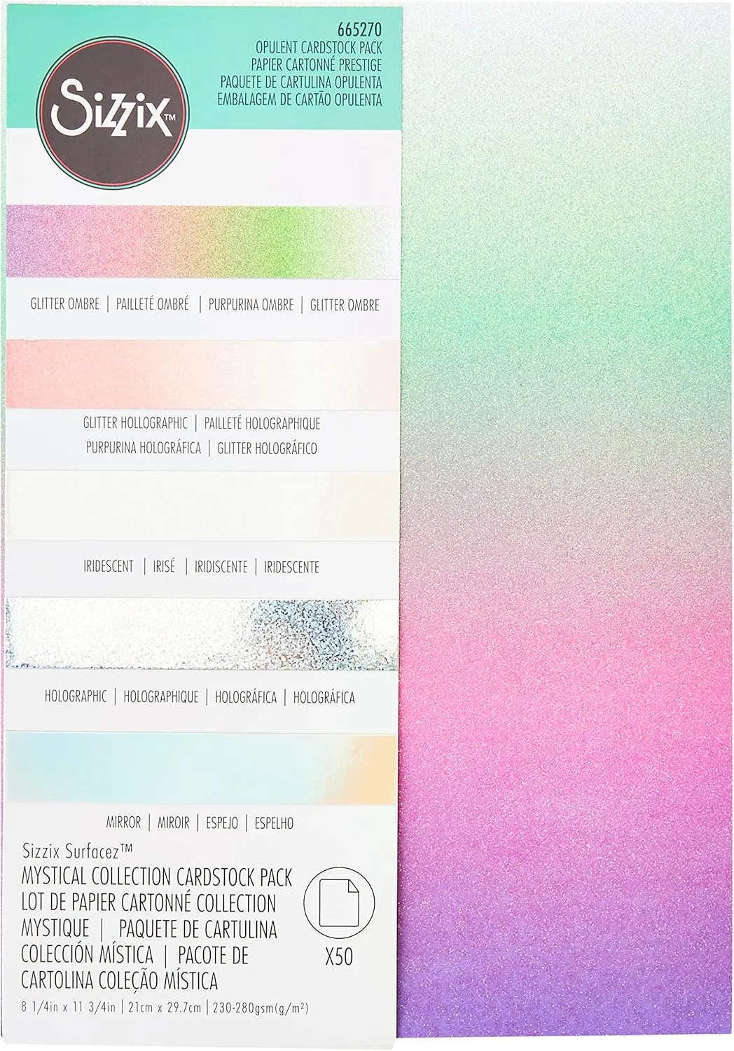 Sizzix Surfacez Opulent Cardstock A4 Mystical 50 Sheets, 665270