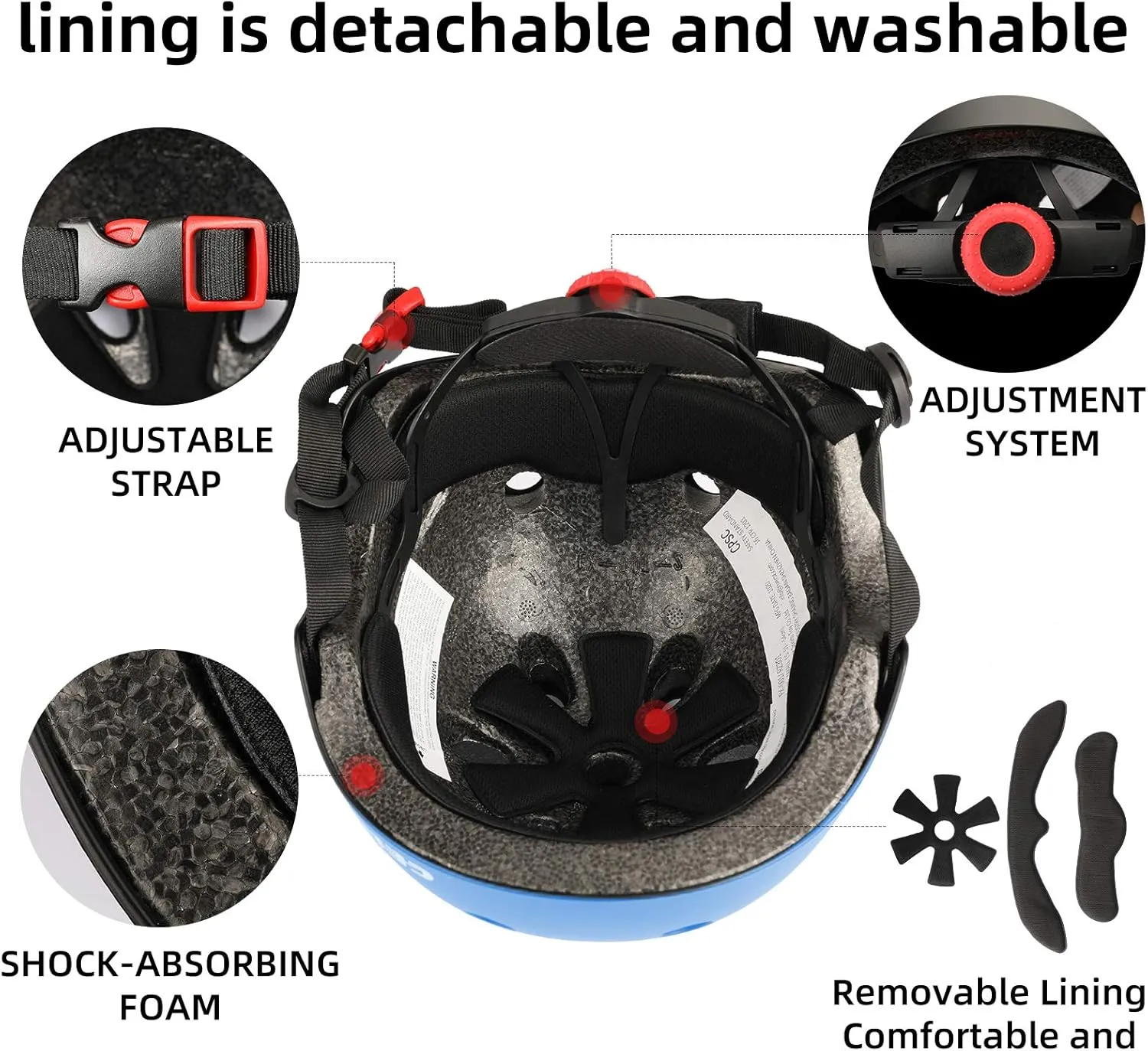 Skateboard Bike Helmet,Adjustable Washable Skate Scooter Helmets for Over 16 Years Youth & Adults Women and Men Climbing,Skateboarding,Cycling Bicycle,Roller Skating,Balance Bike Sports