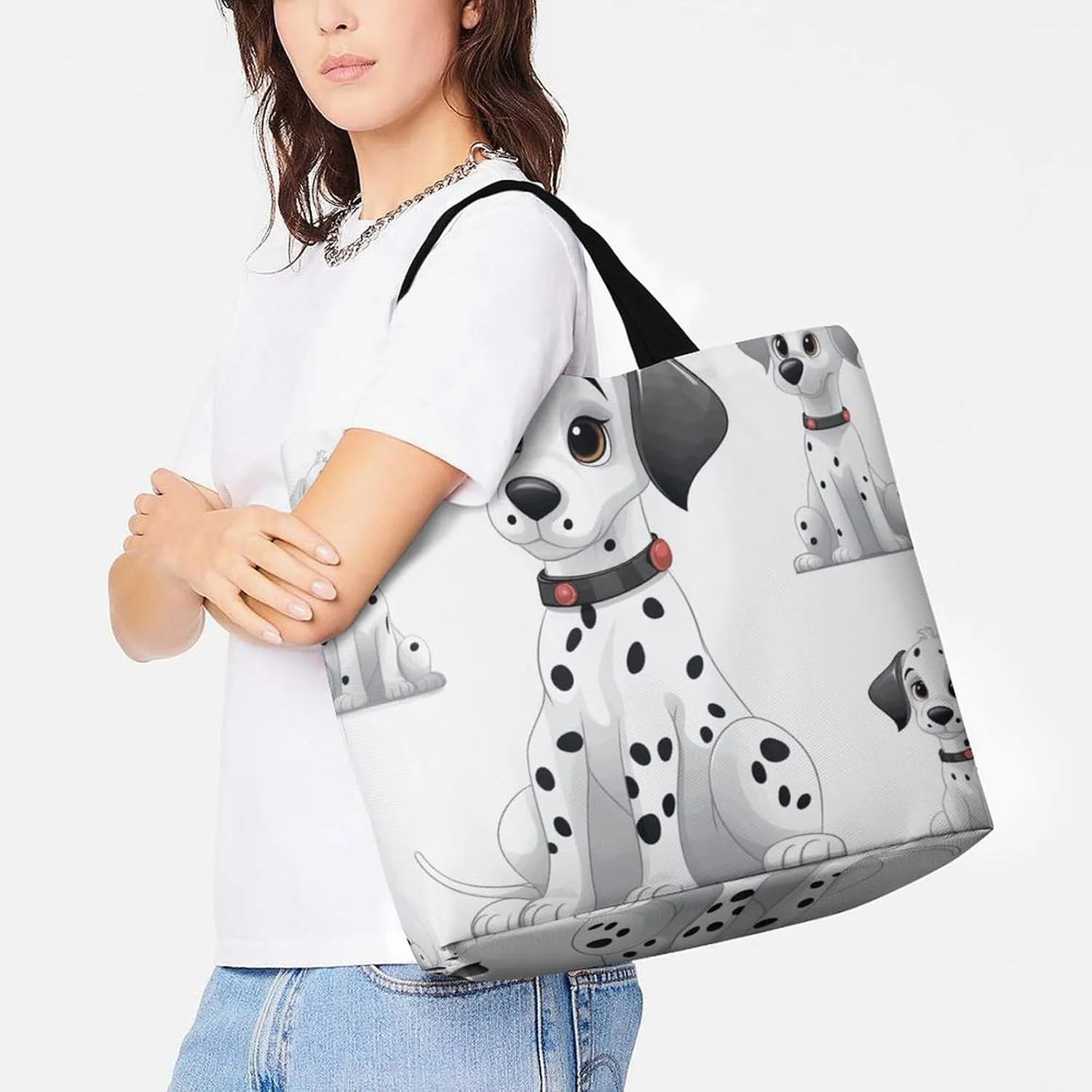 Skiing Theme Tote Bag for Women Reusable Grocery Shoulder Bags Shopping Bag for Travel, Groceries