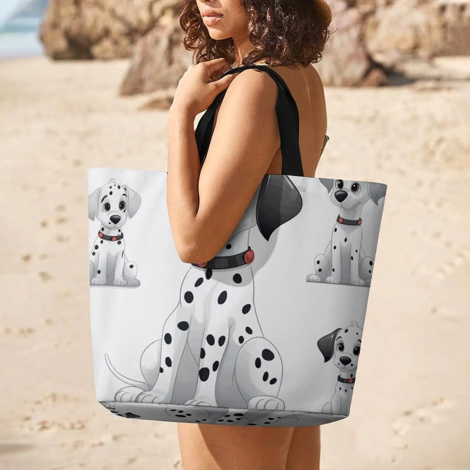 Skiing Theme Tote Bag for Women Reusable Grocery Shoulder Bags Shopping Bag for Travel, Groceries