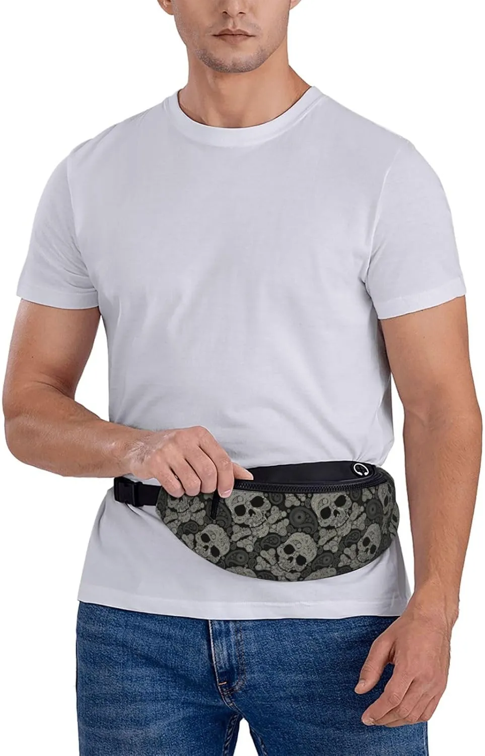 Skull Paisley Halloween Fashion Casual Fanny Pack Waist Bag Men Women Adjustable Belt Waist Bag For Travel Hiking Cycling Running Festival Carnival