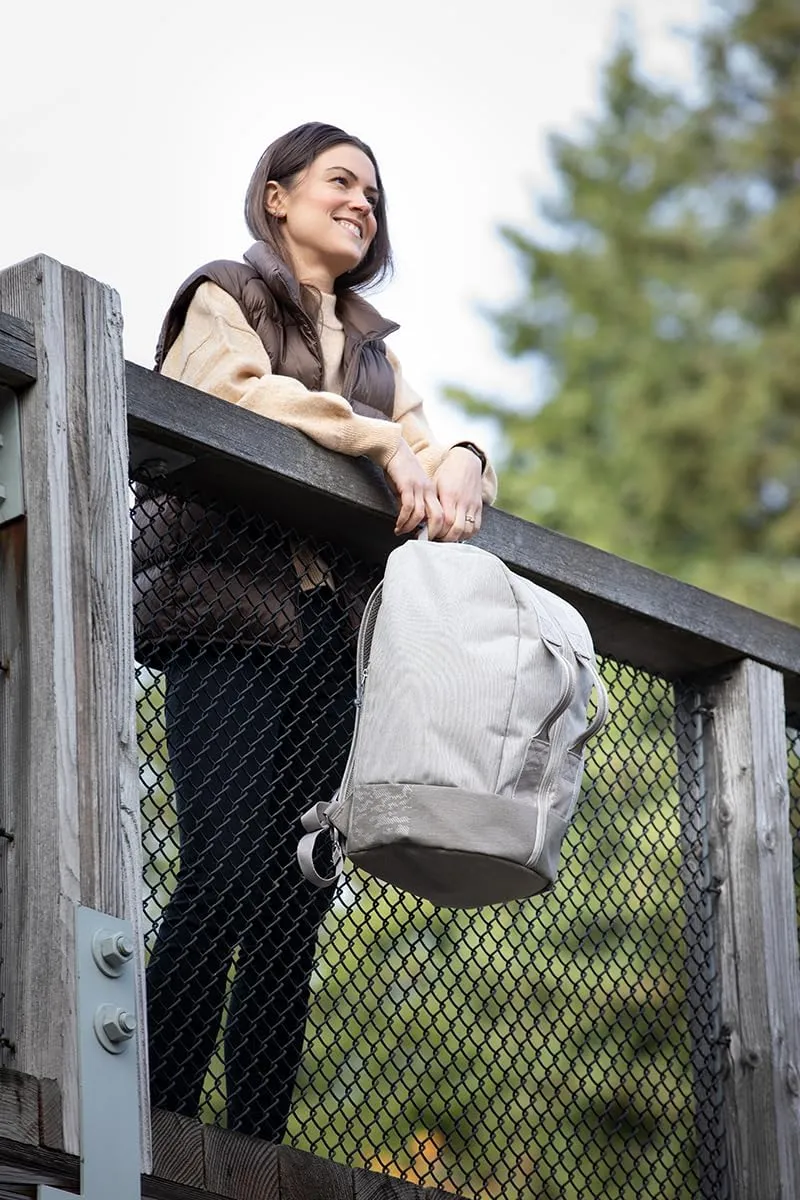 Skyway Luggage Rainier Compact Duffel Backpack, Eco-Friendly, Made of 100% rPET Travel Laptop Bag for Women & Men, Flight Approved Carry On Bag, 30L, Zion Gray
