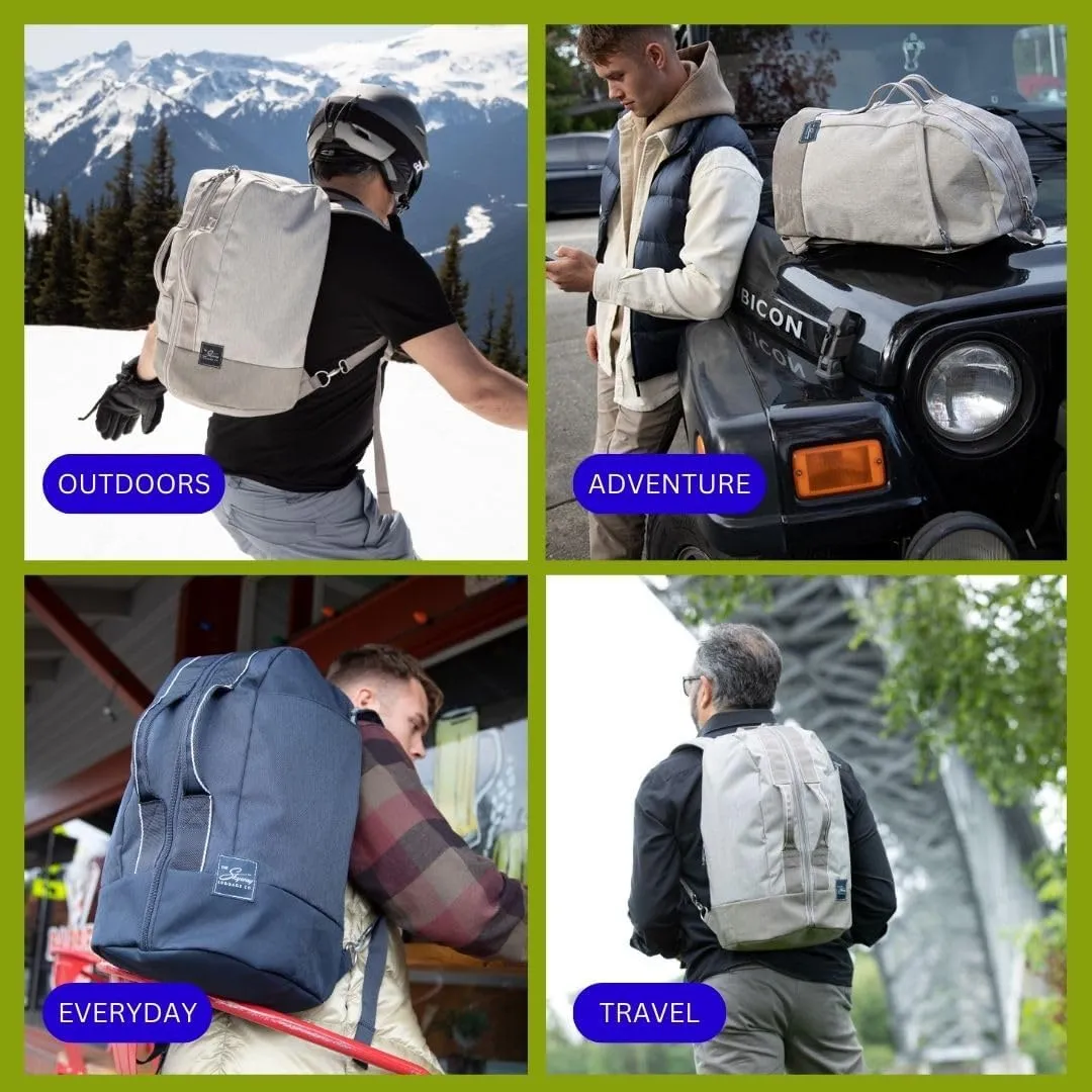 Skyway Luggage Rainier Compact Duffel Backpack, Eco-Friendly, Made of 100% rPET Travel Laptop Bag for Women & Men, Flight Approved Carry On Bag, 30L, Zion Gray