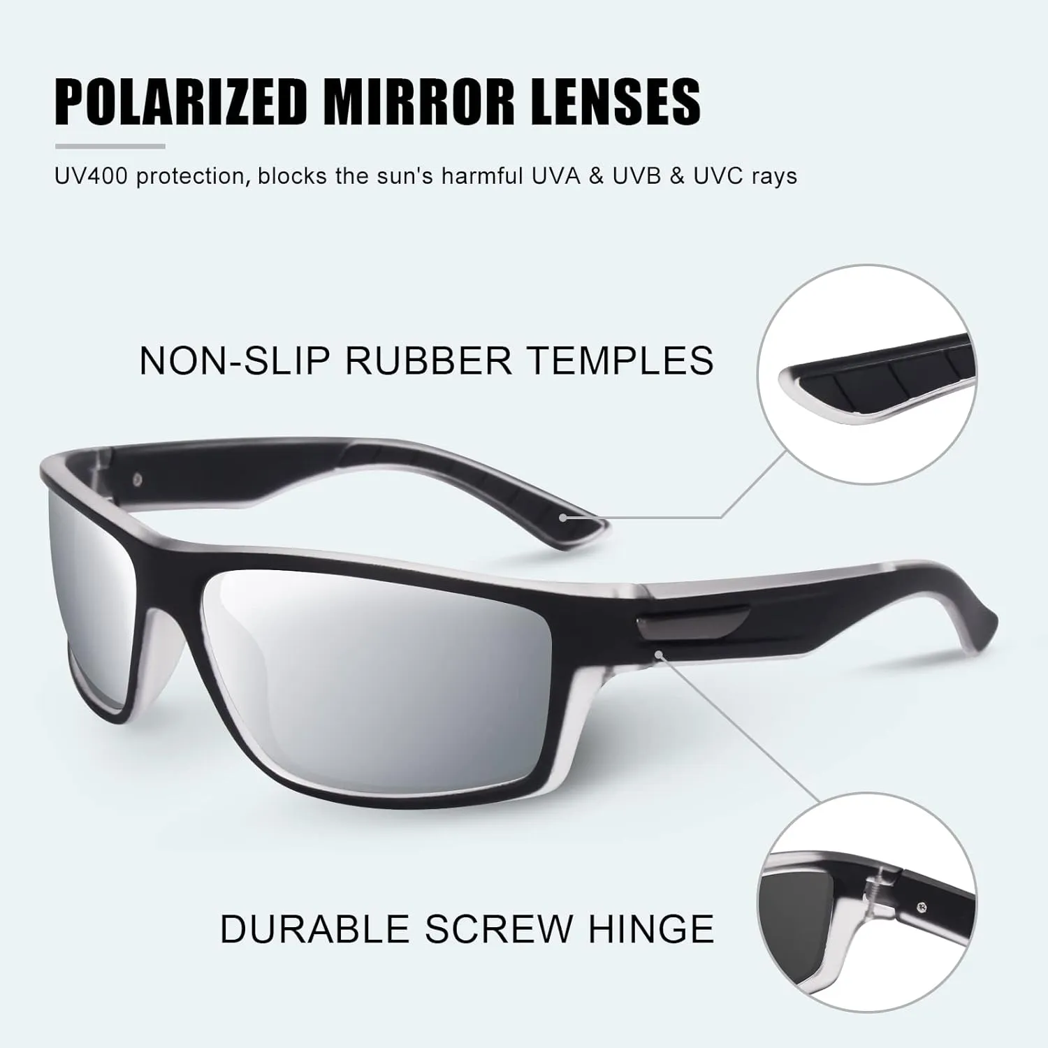 SKYWAY Polarized Sports Sunglasses for Men Women UV400 Wrap Around Sports Glasses for Running Cycling Baseball