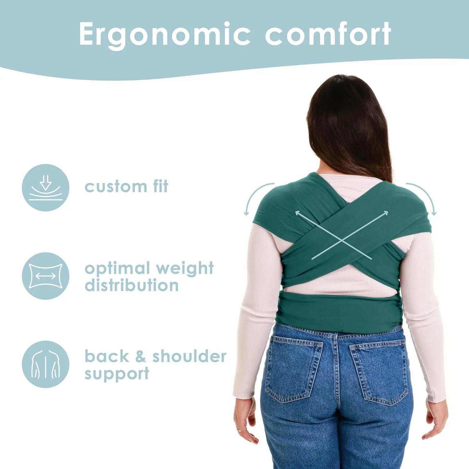 Sleepy Wrap Stretchy Ergonomic Baby Carrier Sling for Newborns to Toddlers - Hands-Free Lightweight Baby Wrap 7-35 lbs (Dark Green)